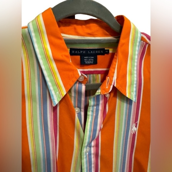 Ralph Lauren | 90’s Rainbow Stripe Button Down (Sz 14) - Picture 3 of 5